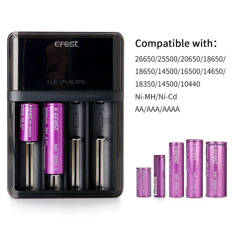 Efest LUC V4 Elite - 4-Bay HD LCD 18650 Battery Charger - Image 5
