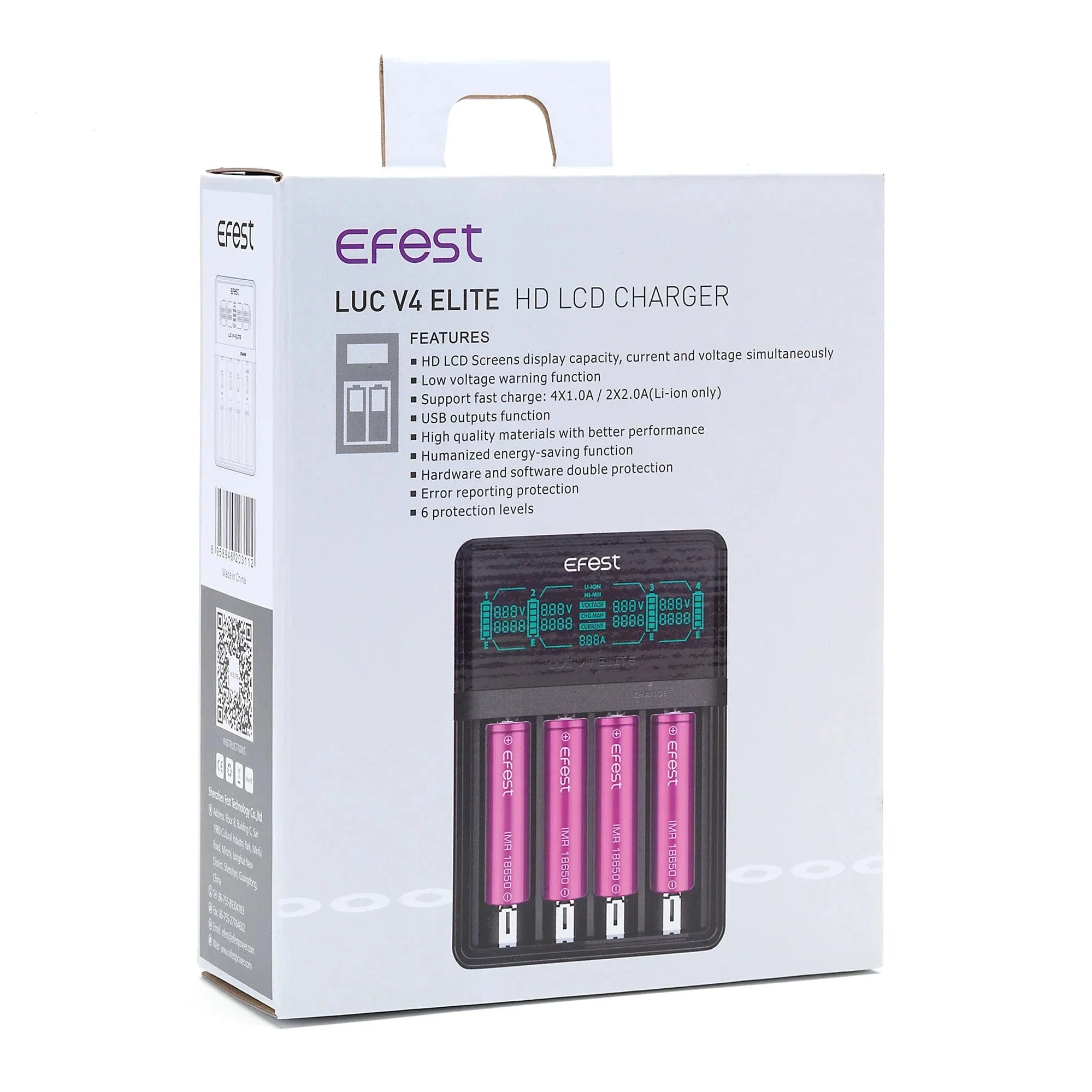 Efest LUC V4 Elite - 4-Bay HD LCD 18650 Battery Charger - Image 6